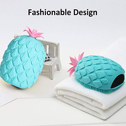 INTVN Cepillo de Masaje Corporal de Silicona, 1 piezas Ultra Suave Limpiador Potente con Esponja Cabeza Exfoliante Limpiador, para Bebés Mujeres Hombres Ducha de Masaje verde