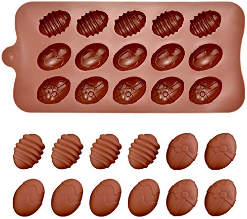 INTVN Moldes de silicona para huevos de Pascua para chocolate, 4 unidades, con 15 cavidades para repostería, repostería, repostería, repostería, Cocina, decoración