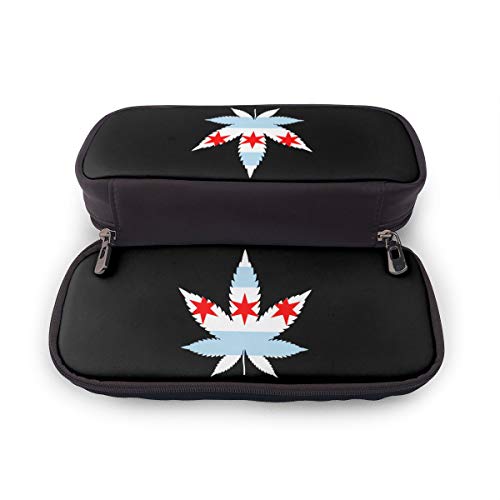Iop 90p - Bolsa organizadora para cosméticos con diseño de la Bandera de Chicago, PU, Negro, Talla única