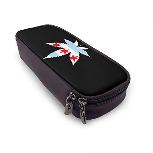 Iop 90p - Bolsa organizadora para cosméticos con diseño de la Bandera de Chicago, PU, Negro, Talla única