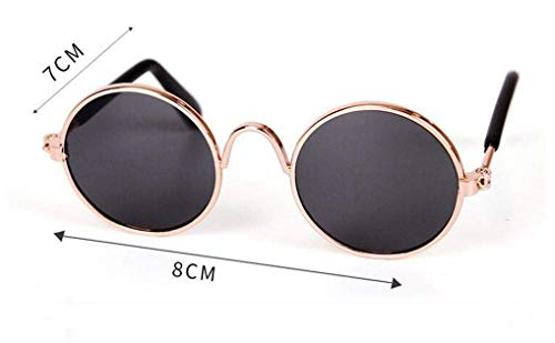 IOUH - Juego de 3 gafas de sol redondas y elegante collar de cadena dorada de plástico con diseño de gato, accesorios de moda para perro o cachorro
