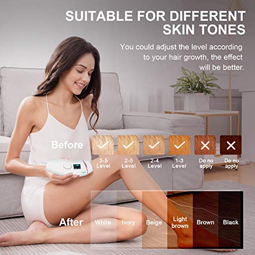 IPL Depiladora de Luz Pulsada, 500,000 Flashes Láser de Depilación Permanente para Cuerpo y Cara Dispositivo Láser Profesional sin Dolor para el Hogar (Blanco)