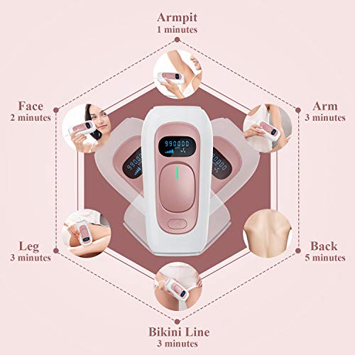IPL Depiladora de Luz Pulsada, 990,000 Flashes Dispositivo de Depilación Láser Depilatorio Permanente e Indoloro Axila Biknilina Pierna Cuerpo para Mujer Usar el Hogar