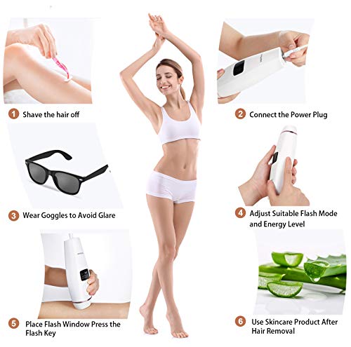 IPL Depiladora de Luz Pulsada, Permanente Láser Depilación sistema 2 Modos, 999,999 Flashes Láser de Depilación Permanente para Cuerpo Láser Profesional sin Dolor para el Hogar, Mujeres y Hombres