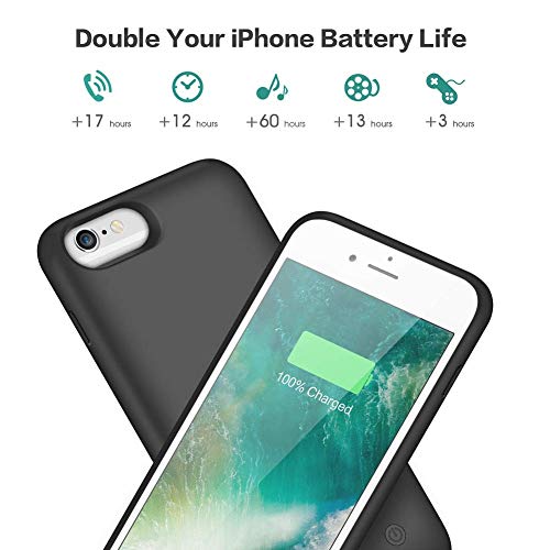 iPosible Funda Batería para iPhone 7/8/6/6s 6000mAh[2019 Versión Actualización] Funda Cargador Portatil para iPhone 6/6S/7/8 Batería Externa Recargable Carcasa Batería [4.7 Pulgadas]