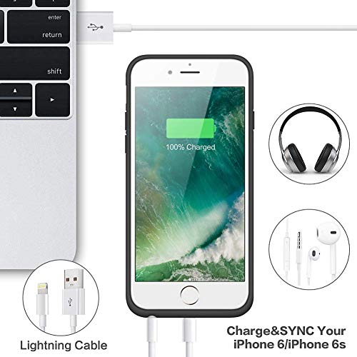 iPosible Funda Batería para iPhone 7/8/6/6s 6000mAh[2019 Versión Actualización] Funda Cargador Portatil para iPhone 6/6S/7/8 Batería Externa Recargable Carcasa Batería [4.7 Pulgadas]