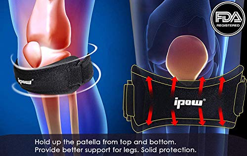 IPOW [2 PCS] Rodillera rotuliana Deportiva Suave y Transpirable, Rodillera Hombre Ajustable para Running Correr Escalada Voleibol fútbol Baloncesto, Rodillera Knee Active Plus Mujer/Hombre, Negro
