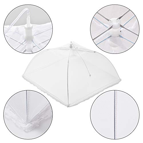 Ipow [4 PCS] Cubierta protectora alimentos fresca, Mosquitera comida desplegable cubre platos para Cocina, Barbacoa, Picnics, Fiesta al Aire Libre, Blanco