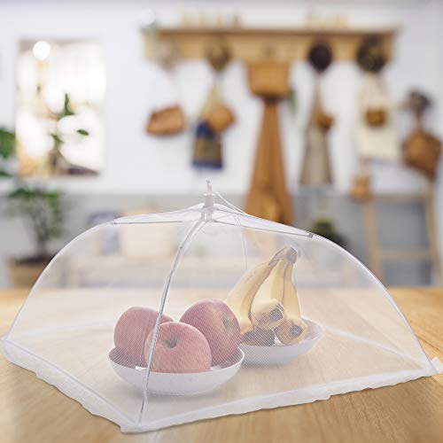 Ipow [4 PCS] Cubierta protectora alimentos fresca, Mosquitera comida desplegable cubre platos para Cocina, Barbacoa, Picnics, Fiesta al Aire Libre, Blanco