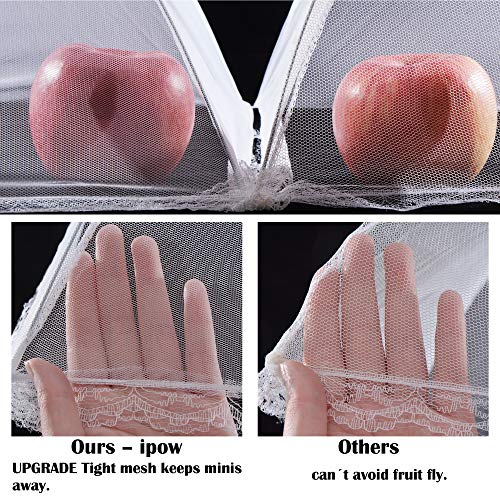 Ipow [4 PCS] Cubierta protectora alimentos fresca, Mosquitera comida desplegable cubre platos para Cocina, Barbacoa, Picnics, Fiesta al Aire Libre, Blanco