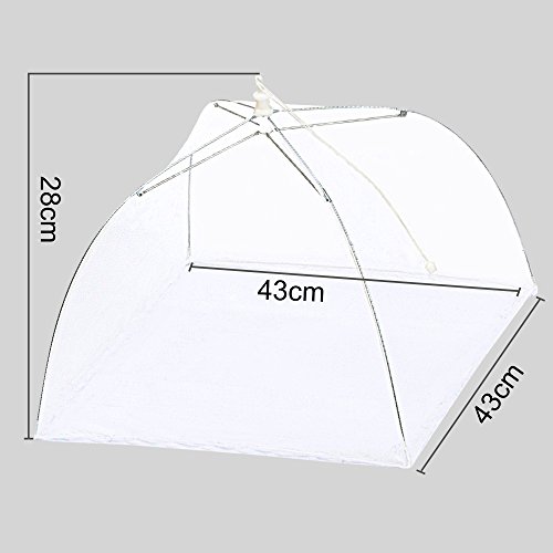 Ipow [4 PCS] Cubierta protectora alimentos fresca, Mosquitera comida desplegable cubre platos para Cocina, Barbacoa, Picnics, Fiesta al Aire Libre, Blanco