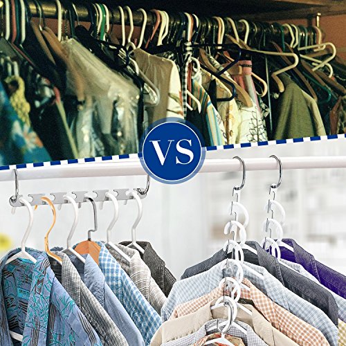 ipow [8 PCS Perchas con Dos Ganchos y Seis Ranuras Colgador Organizador para Ropa en Armario, Metal Cromado Robusto, Longitud 26cm