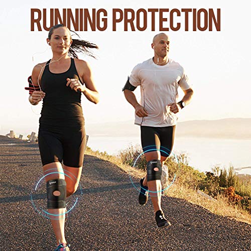 Ipow® Soporte deportivo para rodilla, protecciones rodilla/rodillera para correr, baloncesto, saltar, caminar y otros ,tamaños adjustble hasta 21 pulgadas,confortable para hombres y mujeres, Negro con azul