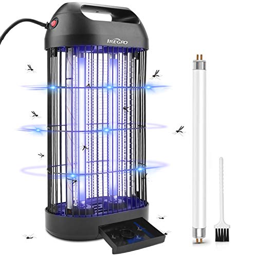IREGRO Lámpara Antimosquitos UV Mata MosquitosElectrico Mosquitos Mosquitos Killer Interior Enchufe con 12 Vatios para Cocina Sala de Estar, Dormitorio Interior y habitación Infantil （Small）