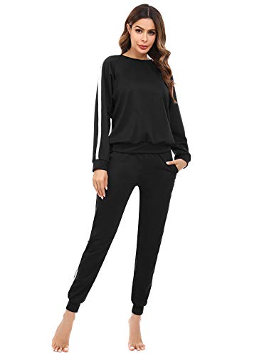 Irevial Conjunto Deporte Mujer, Chándal Mujer Completo 2 Piezas, Ropa Manga Larga de Casa Casual de Otoño Invierno, Conjunto Deportivo, Yoga, Fitness Mujer