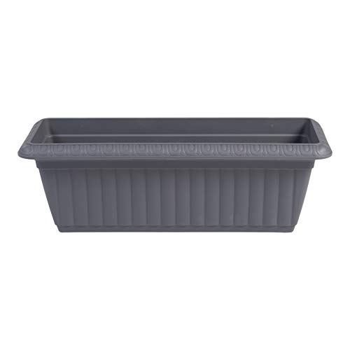 Iris Ohyama, Jardinera delgada con reserva de agua - Slim Planter Relief - 500, plástico, gris, mediano, 50 x 19 x 16,7 cm