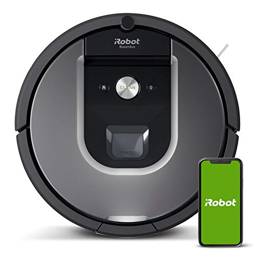 iRobot Roomba 960 Robot Aspirador, Succión 5 Veces Superior, Cepillos de Goma Antienredos, Sensores Dirt Detect, Wifi, Programable por App, compatible Alexa, Gris, 70 dB