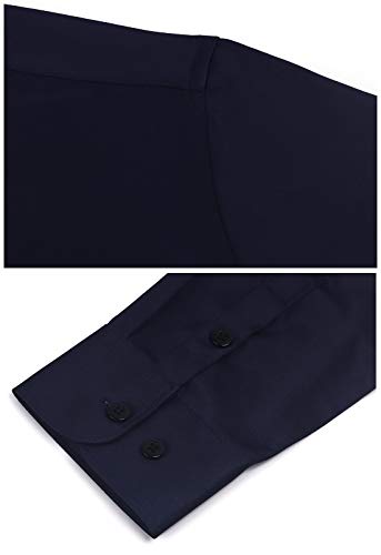 Irypulse Camisa de Hombres Corte Cuello Camisa de Planchado sin Arrugas Manga Larga clásico Slim Fit Seda de algodón Elástica Casual Formal Negocio para Hombre,Azul Claro-2XL
