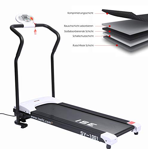 ISE SY-1001 - Cinta de Correr eléctrica Plegable, motorizada, 10 km/h, Motor DC 750 W, Sistema de conducción, silencioso, Ideal para hogar/oficinas.