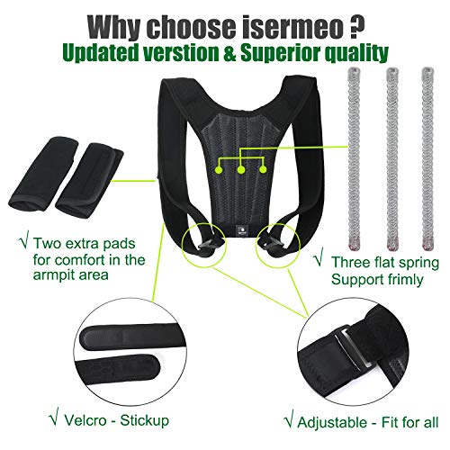 isermeo Corrector de Postura, Reflectantes Postura de Banda, Ajustable Postura Trainer Transpirable Hombro Espalda Postura - Vendaje para Hombre y Mujer, y Niños
