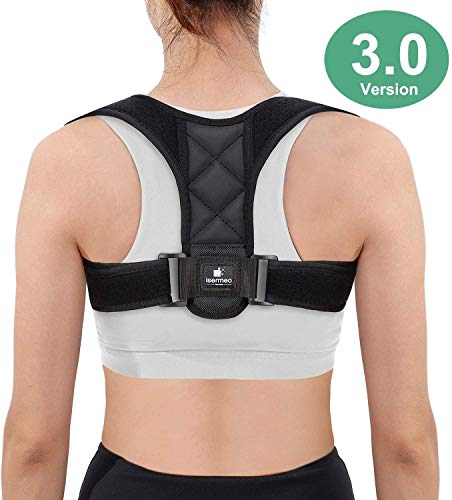 isermeo Corrector Postura Espalda y Hombros [2020 Versión], Corrector de Espalda Ajustable, Espalda Recta Soporte Transpirable para Mujeres y Hombres