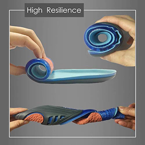 isermeo Plantillas Gel, Plantillas Silicona Ortopedicas Deportivas Deporte Sports para Mujer y Hombre - Ayuda a Reducir el Dolor Protección de Talón y Soporte - L