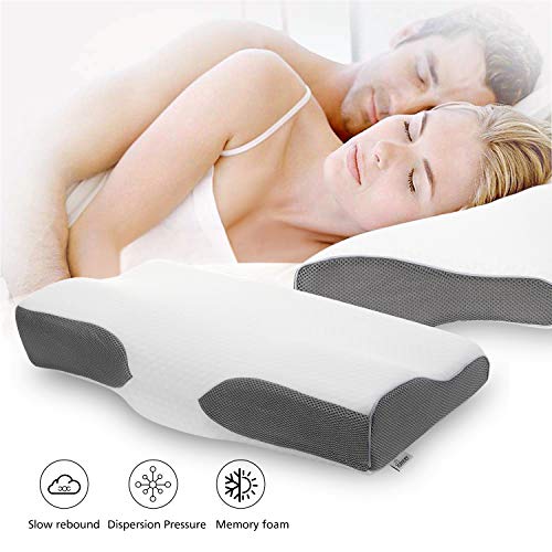 Isincer Almohada Cervical Espuma Ortopedica Ergonomica para El Dolor de Cuello Almohada Cuello Almohada con Cuello de Espuma con Memoria de Contorno, Almohada de Cama ergonómica cervical-60 * 35cm