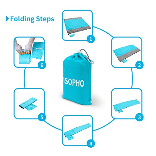 ISOPHO Alfombra de Playa Esterilla Playa, Manta Picnic Impermeable Manta de Picnic 274X 243cm Manta de Playa con 4 Clavos Fijos, Alfombra de Picnic Bordes Reforzados para la Playa, Camping, y Picnic