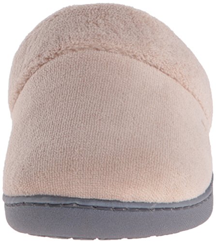 isotoner - Zueco de rizo para mujer, espuma viscoelástica, comodidad y soporte de arco, interior y exterior, Beige (Marrón topo), 39.5/40 EU