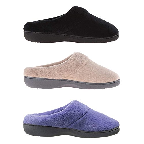 isotoner - Zueco de rizo para mujer, espuma viscoelástica, comodidad y soporte de arco, interior y exterior, Beige (Marrón topo), 39.5/40 EU