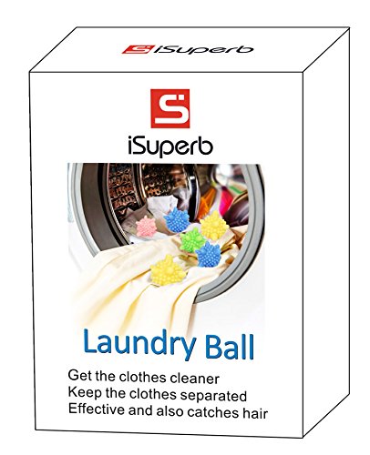 iSuperb Lavado de pelotas para lavar la ropa Lavadora de ropa sin contaminacion pelota de lavandería pack of 6