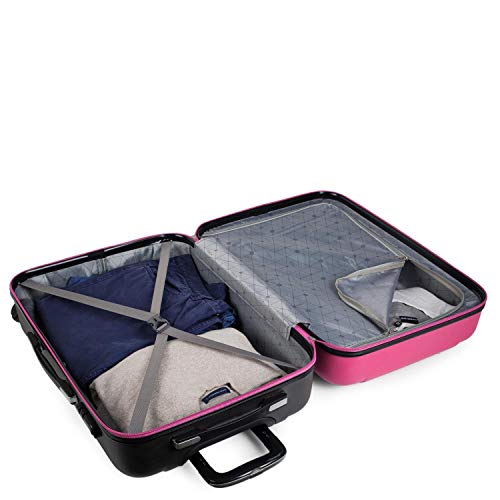 ITACA - Maleta Cabina de Viaje Rígida 4 Ruedas Trolley 55 cm ABS. Equipaje de Mano. Pequeña Práctica Cómoda y Ligera Low Cost Ryanair, Estudiante. 71150, Color Fucsia-Antracita