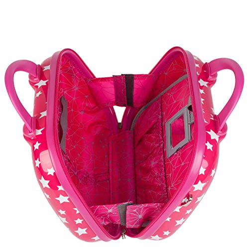 ITACA - Neceser Grande Rígido de Policarbonato de Viaje, Infantil Juvenil. Maleta de Aseo. Espejo. Maletas a Juego. Calidad y Diseño. Completo Cómodo y Ligero. 702435, Color Fucsia