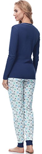Italian Fashion IF Pijama Camiseta y Pantalones Mujer F3N2ZJ1 M007 (Marino/Azul, S)