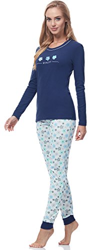 Italian Fashion IF Pijama Camiseta y Pantalones Mujer F3N2ZJ1 M007 (Marino/Azul, S)