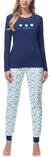 Italian Fashion IF Pijama Camiseta y Pantalones Mujer F3N2ZJ1 M007 (Marino/Azul, S)