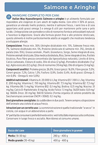 Italian Way Comida para Perros hipoalergénica Salmón y velero – Adult – Medium – 12000 gr