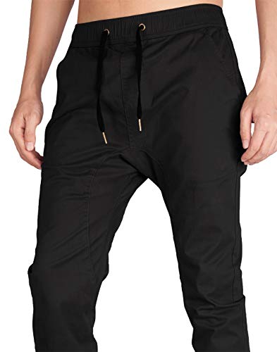ITALY MORN Pantalones Negro Joggers Hombre Slim Fit L Negro