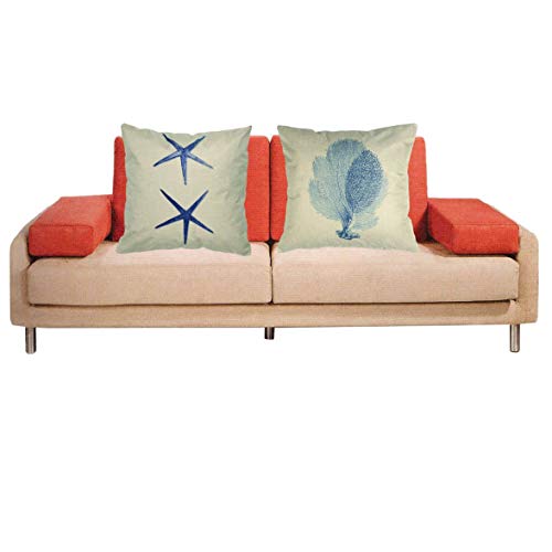 Itian Fundas de Almohada Solamente - Conjunto Funda Cojin Almohada Mar Azul Lino Duradero Decoración para Sofá Cama Coche 45x45cm (4pcs)