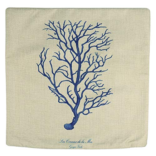 Itian Fundas de Almohada Solamente - Conjunto Funda Cojin Almohada Mar Azul Lino Duradero Decoración para Sofá Cama Coche 45x45cm (4pcs)