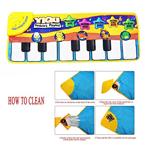 Itian Musical Alfombra Bebé Niño Pequeño Actividad Juego De Gimnasio Colchonetas,Alfombra de Música para Bebé,Bebé estera de piano de los juguetes toque musical canto teclado estera de alfombra