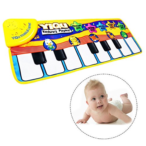 Itian Musical Alfombra Bebé Niño Pequeño Actividad Juego De Gimnasio Colchonetas,Alfombra de Música para Bebé,Bebé estera de piano de los juguetes toque musical canto teclado estera de alfombra
