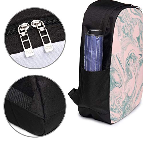 IUBBKI Mochila Escolar USB de mármol Rosa Pastel Verde Suave de Gran Capacidad Mochila de Viaje Informal para Adultos Adolescentes Mujeres Hombres 17 Pulgadas
