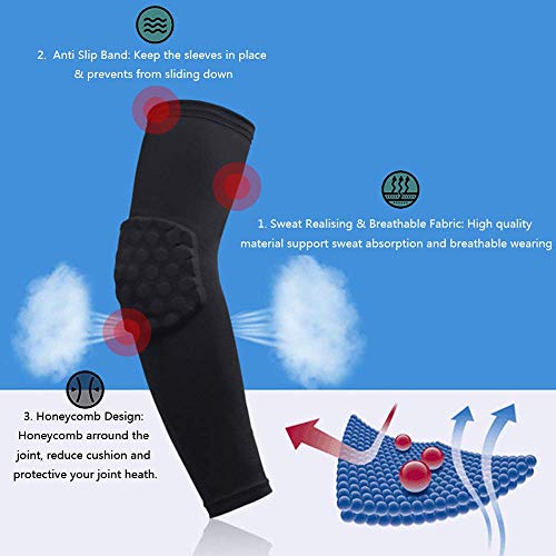 IULONEE Protección de Apoyo para el Codo 1 par Deportivo Protector de Codo Cojines Mangas del Brazo (M)