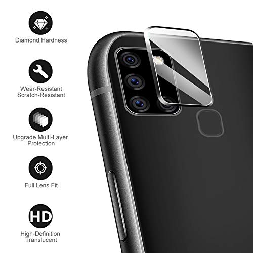 ivencase [3 Pack Protector de Lente de Cámara para Samsung Galaxy A21s, Protector de Pantalla 9H Dureza, Anti-Huellas, Anti-rasguño, Sin Burbujas, Protector Cámara HD Vidrio Templado