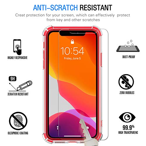 ivoler Funda para iPhone 11 6.1 Pulgadas + [3 Unidades] Cristal Templado Protector de Pantalla, Ultra Fina Silicona Transparente TPU Carcasa Protector Airbag Anti-Choque Anti-arañazos Caso