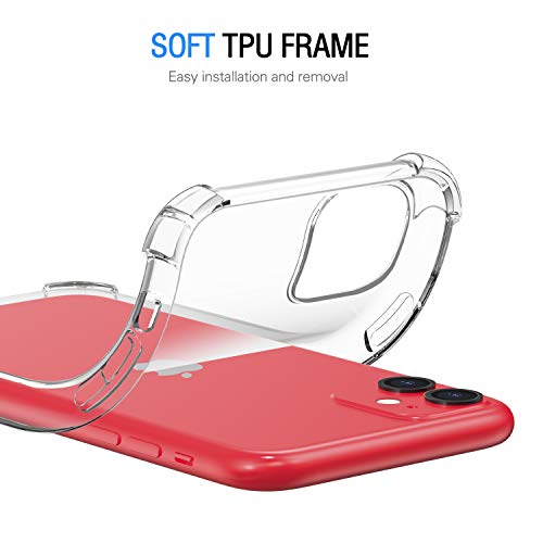 ivoler Funda para iPhone 11 6.1 Pulgadas + [3 Unidades] Cristal Templado Protector de Pantalla, Ultra Fina Silicona Transparente TPU Carcasa Protector Airbag Anti-Choque Anti-arañazos Caso