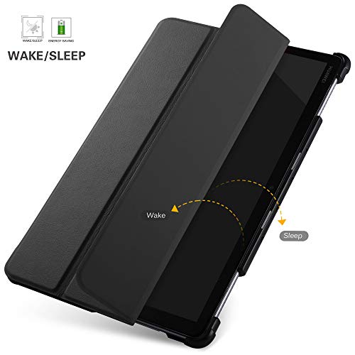 IVSO Funda Carcasa para Huawei MediaPad M5 Lite 10, Slim PU Protectora Carcasa Cover para Huawei MediaPad M5 Lite 10.1 Pulgadas, Negro
