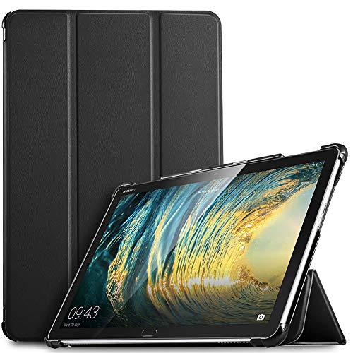 IVSO Funda Carcasa para Huawei MediaPad M5 Lite 10, Slim PU Protectora Carcasa Cover para Huawei MediaPad M5 Lite 10.1 Pulgadas, Negro