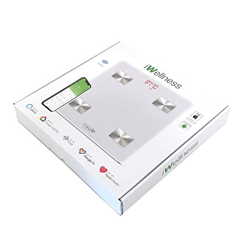 iWellness - Báscula de presión digital con Bluetooth, medición precisa de peso, masa muscular, masa muscular, BMI, masa ósea para dispositivos iOS y Android, 13 funciones
